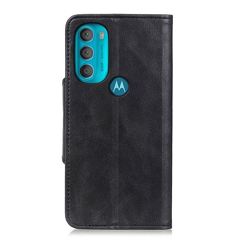 Κάλυμμα Moto G71 5G Vintage Ψεύτικο Δέρμα Και Κουμπί